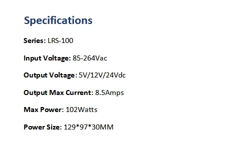 5V 12V 24V 100W MEAN WELL Switching AC/DC Power Supplies LRS-100 - image 3