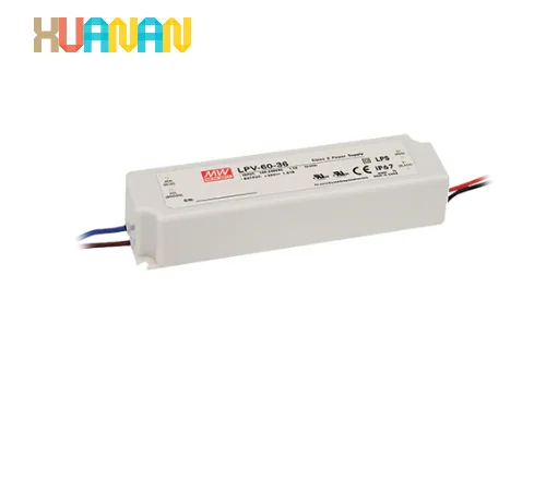 12V LED Driver IP67, Class 2, 60W 12V 5A LED Driver MEAN WELL LPV-60-12