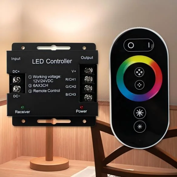 DC12-24V 18A RGB Wireless Touch Remote Controller – 432W, RF, 20M Range