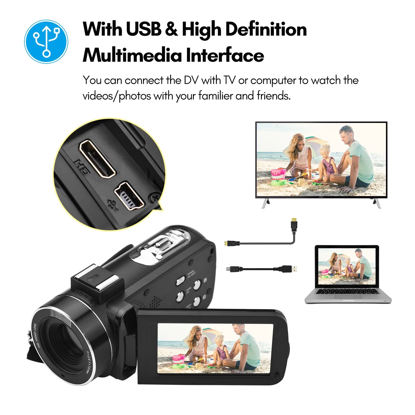 4K Digital Video Camera WiFi Camcorder DV Recorder 56MP 18X Digital Zoom 3.0 Inch IPS Touchscreen Supports  - image 5