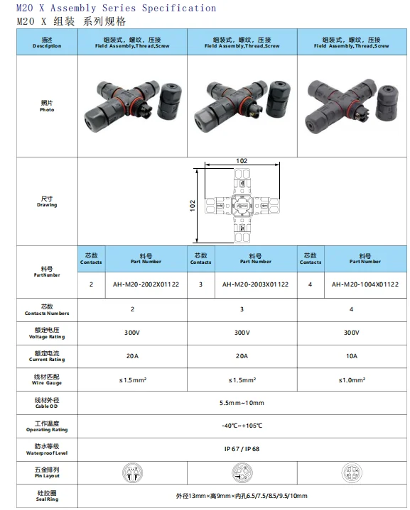 2pin 3pin 4pin M20 M23 M25 X shape screw fixing led power connector Lighting Accessories - image 5