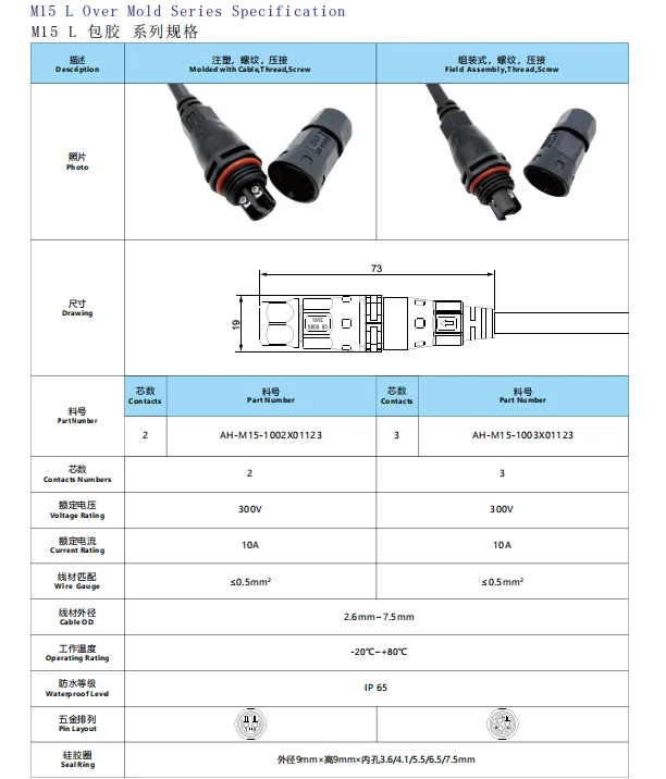 2pin 3pin 4pin M15 M16 M20 M21 M23 M25 Over Mold and Assembly L Shaped Waterproof Screw Fixing Connector - image 6