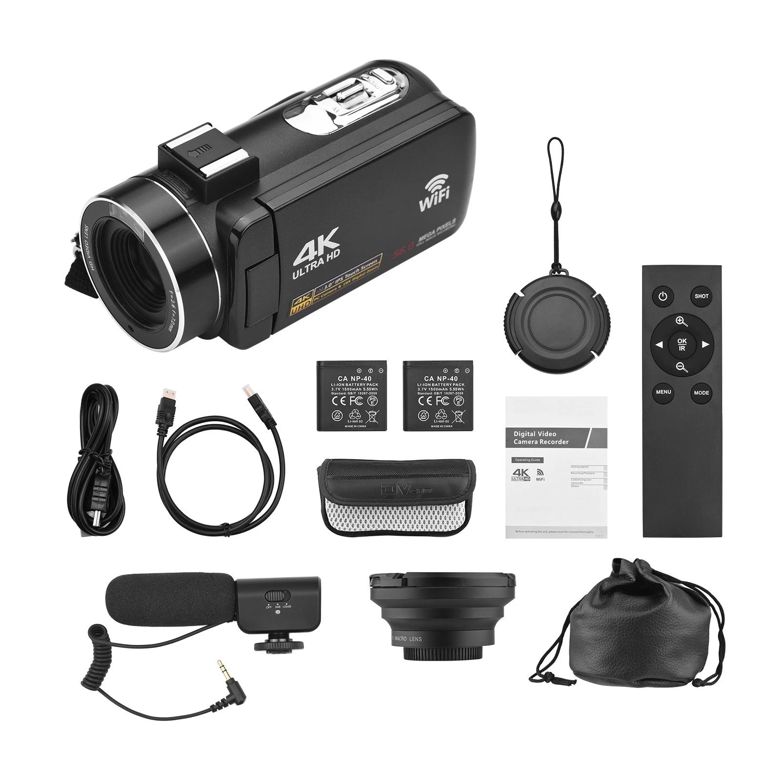 4K Digital Video Camera WiFi Camcorder DV Recorder 56MP 18X Digital Zoom 3.0 Inch IPS Touchscreen Supports  - image 4