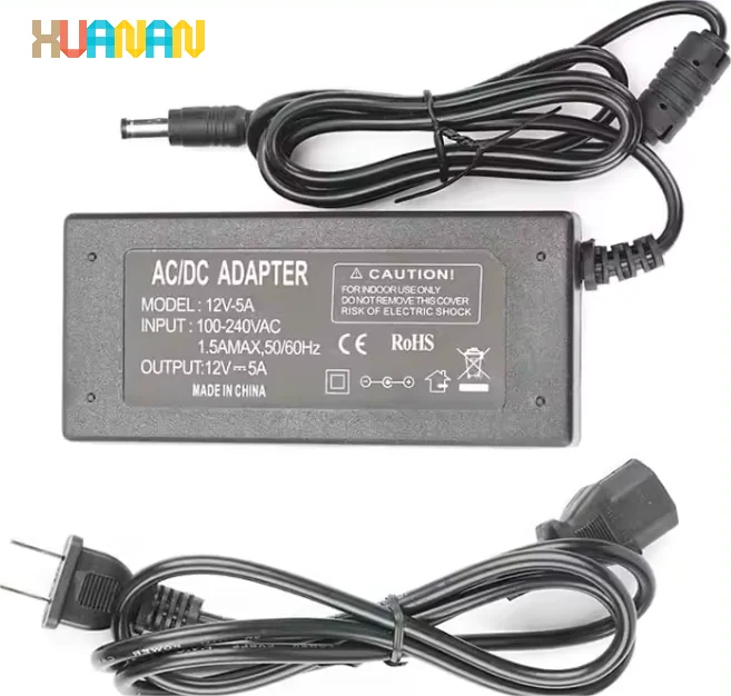 60W AC/DC Power Supply – 12V 5A LED Adapter / Transformer for LED Strip Lights - image 2