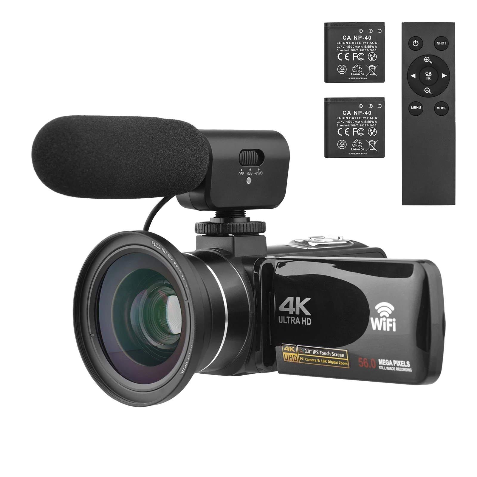 4K Digital Video Camera WiFi Camcorder DV Recorder 56MP 18X Digital Zoom 3.0 Inch IPS Touchscreen Supports  - image 6