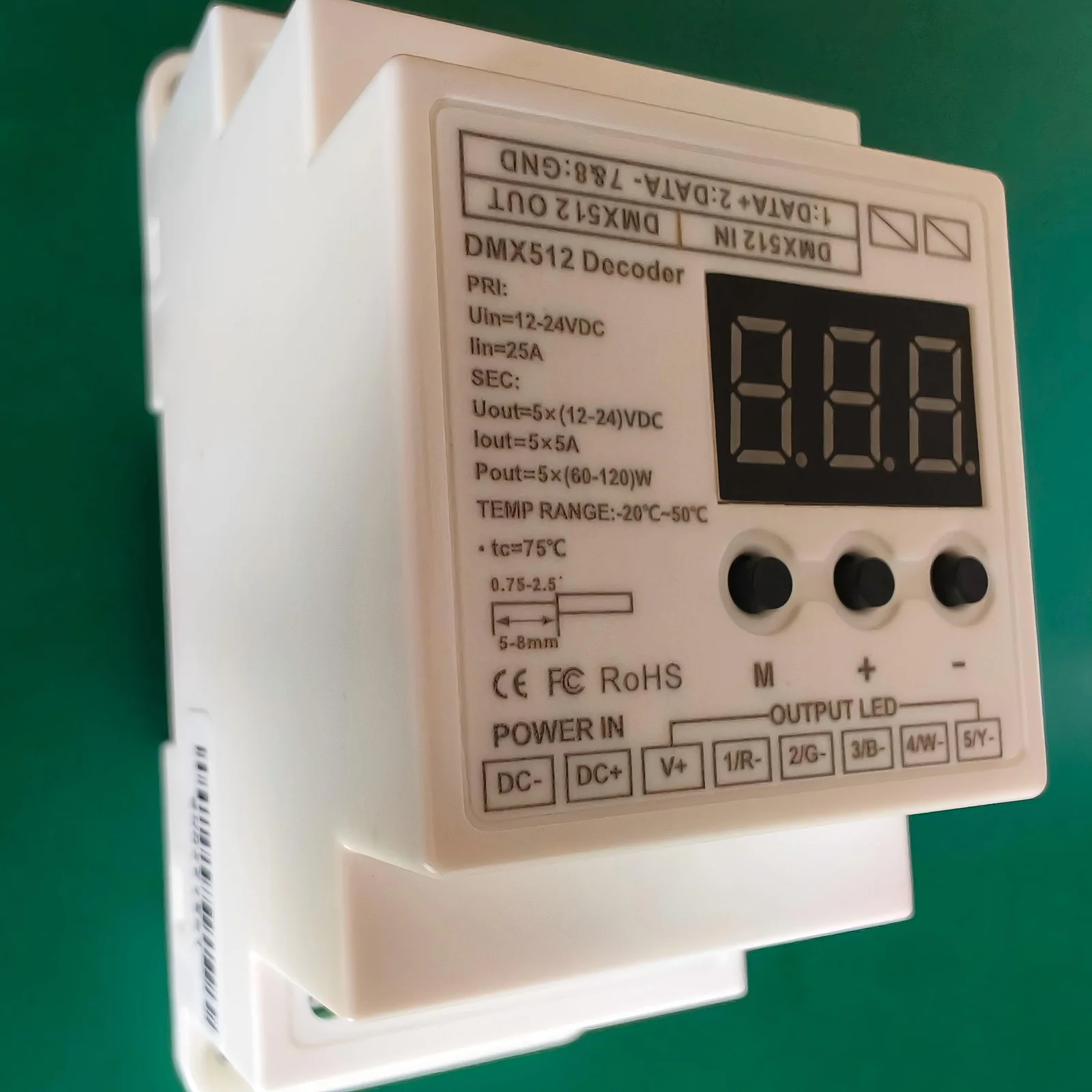 BC-835-DIN DIN Rail DMX512 Constant Voltage Decoder – 5 Channels, 4096 Grayscale - image 4