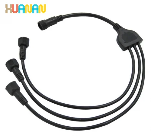 Customized Cable Y Type 1 To several ways Ip65 2pin 3pin 4pin Outdoor Power Cable Y Type PVC Waterproof Connector
