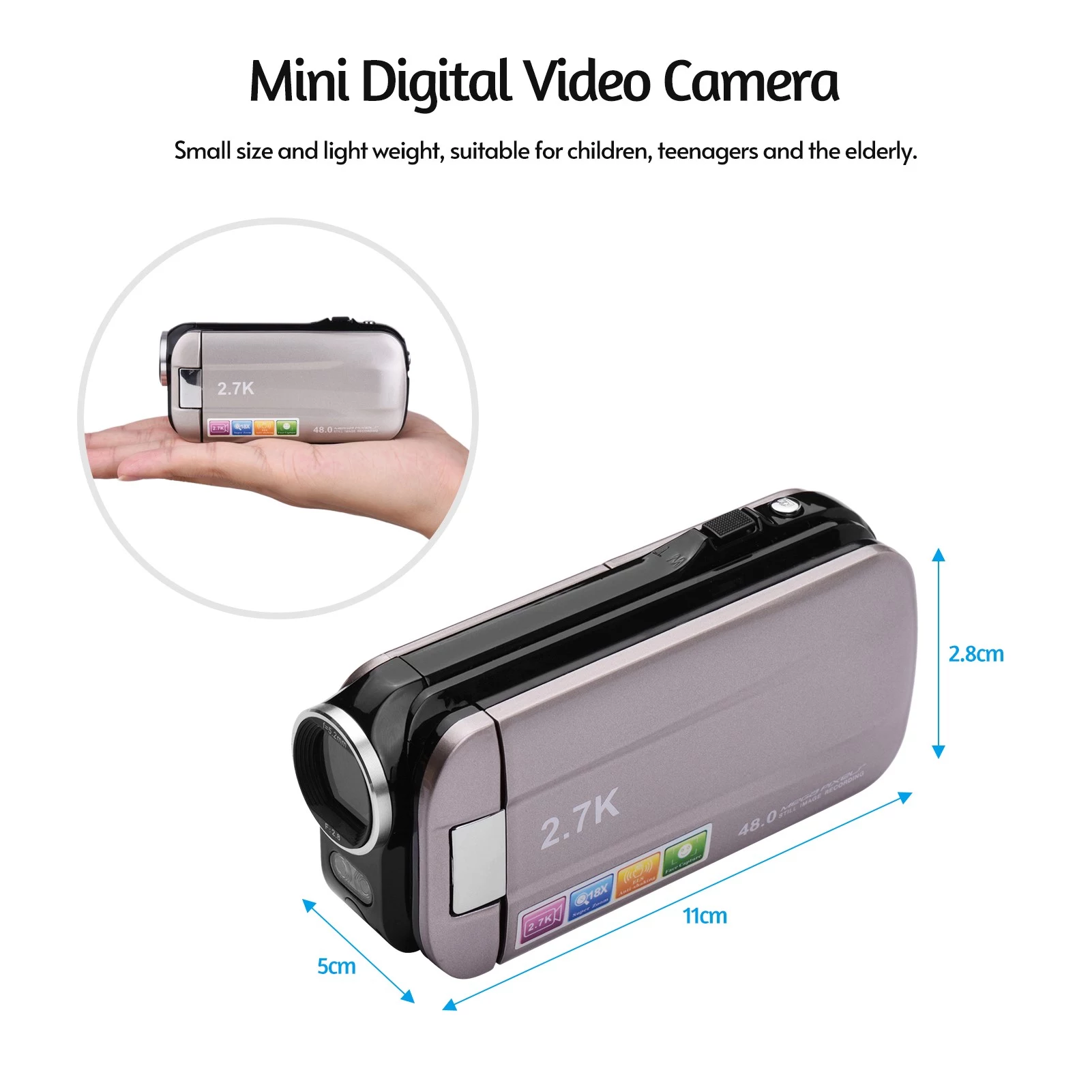 2.7K Ultra HD Mini Digital Video Camera DV Camcorder - image 3