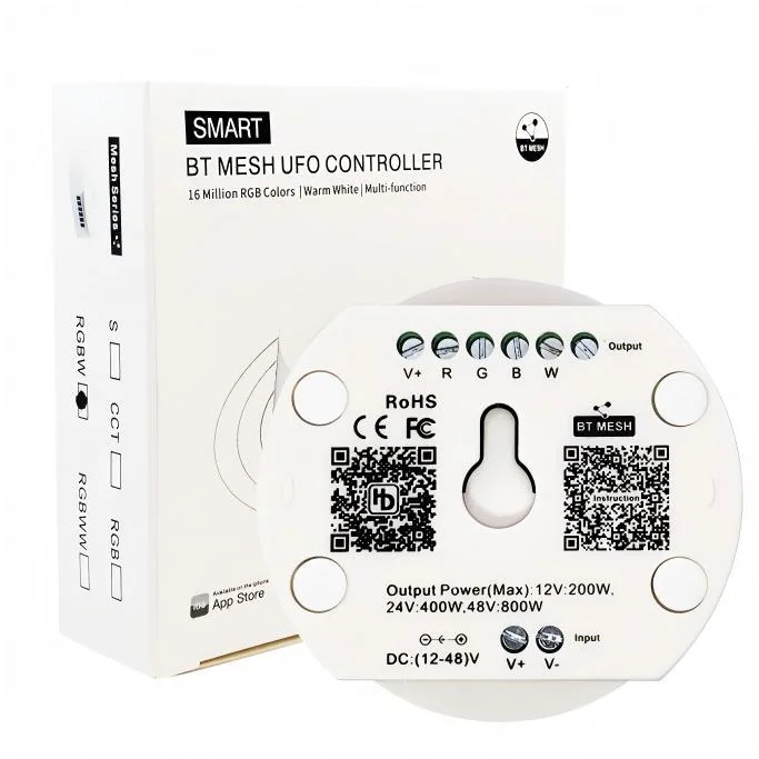 DC12-48V Bluetooth UFO RGBW LED Controller – 800W, Music Sync, Hao Deng APP