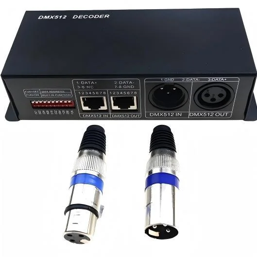 DC12-24V DMX512 RGB/RGBW LED Decoder – 3/4 Channel, 8A/CH