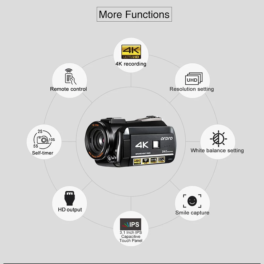 ORDRO AC3 4K WiFi Digital Video Camera Camcorder - image 8