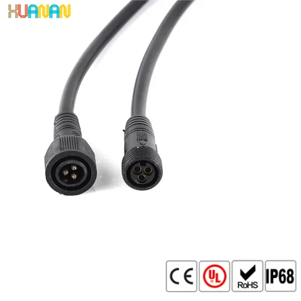 Low Voltage PVC 3PIN M15 Male And Female Connectors 24-26AWG Cables Waterproof Plugs