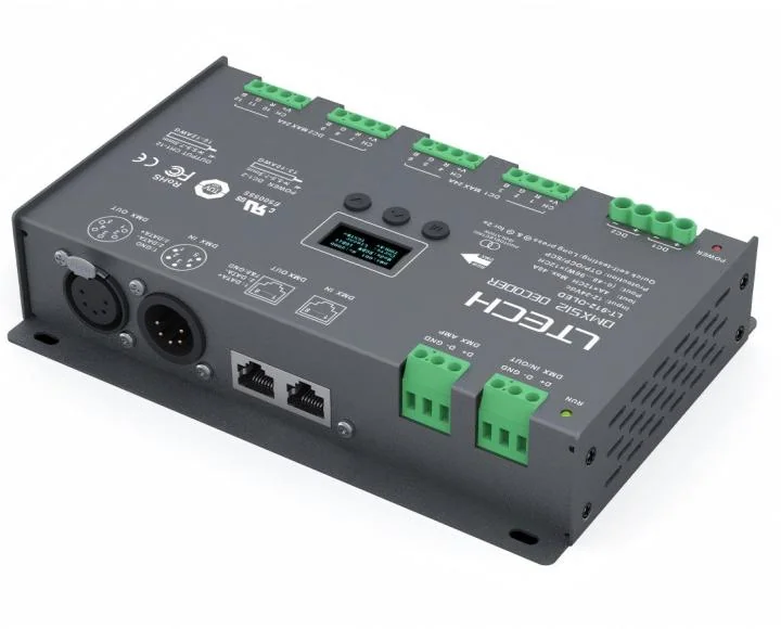 LT-912-OLED LTECH 12-Channel CV DMX/RDM Decoder – 4A/CH, Up to 1152W