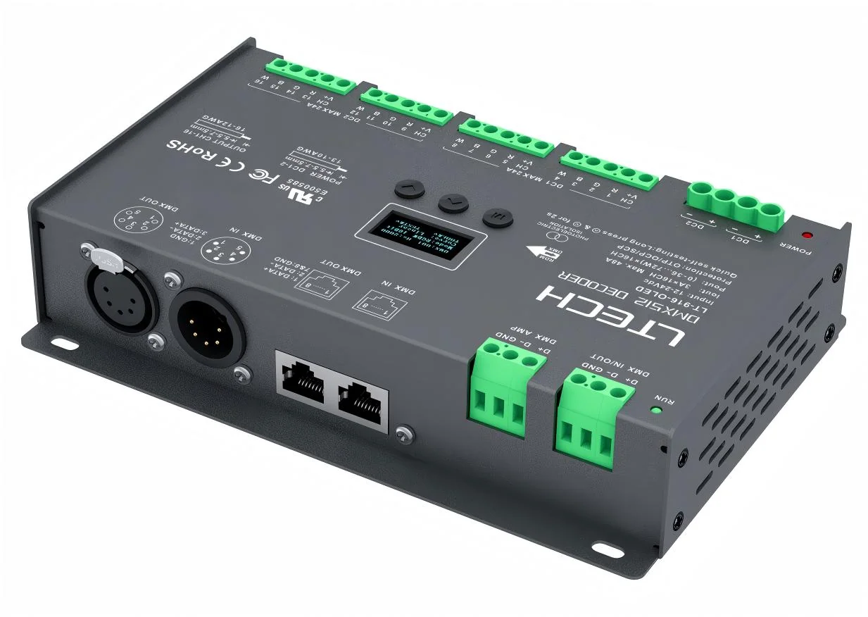 LT-916-OLED LTECH 16-Channel CV DMX/RDM Decoder – Up to 1152W Output - image 3