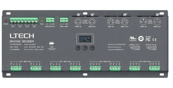 LT-924-OLED LTECH 24-Channel CV DMX/RDM Decoder – Up to 1728W Output - image 2