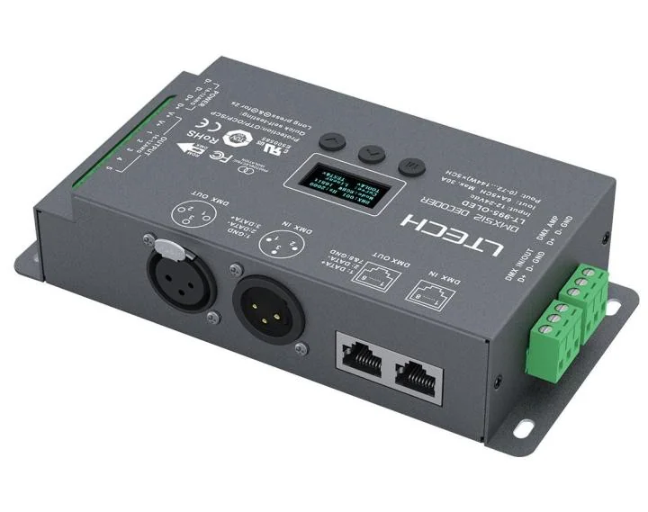 LT-995-OLED LTECH 5-Channel CV DMX/RDM Decoder – 5A/CH, Up to 600W