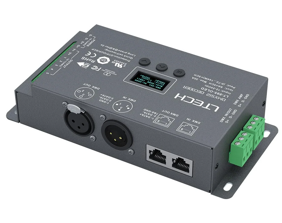 LT-995-OLED LTECH 5-Channel CV DMX/RDM Decoder – 5A/CH, Up to 600W - image 3