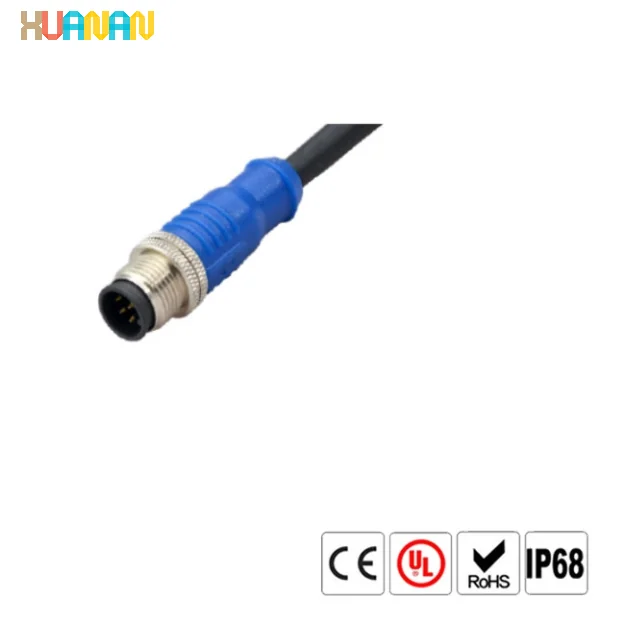 M12 S-Coded Power Connectors 4Pin Waterproof Molded Corded Plug Waterproof Plugs - image 2