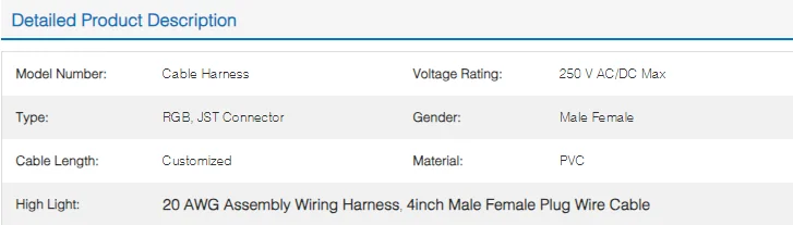 Male Female Housing Connectors Plug Wire Cables 20AWG Assembly Wiring Harness - image 6