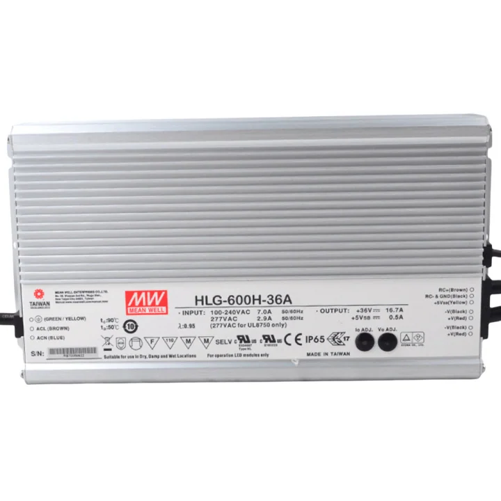 MEAN WELL HLG-600H 600W LED Driver – IP67, 96% Efficiency, 7-Year - image 2
