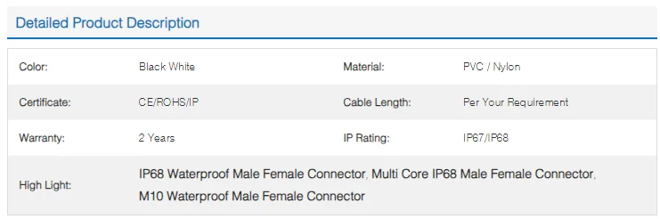 Multi Core 6PIN M10 connectors IP68 Waterproof Male Female Connectors - image 5