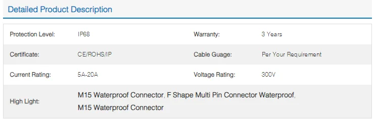 Nylon F Shape PA66 M15 Multi Pin Waterproof Connectors - image 4