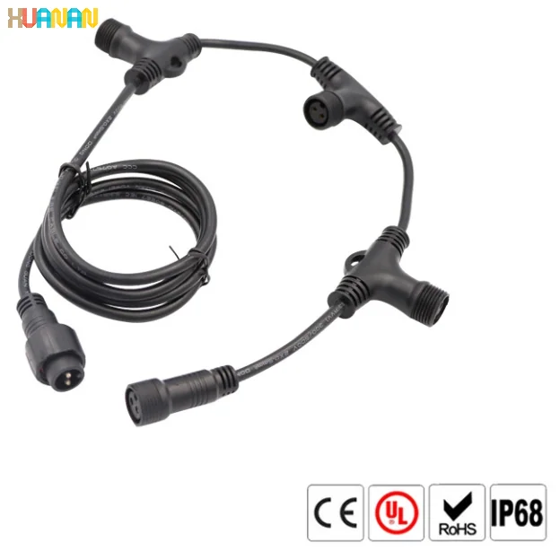Plastic 3 way waterproof 2pin 3pin 4pin 5pin splitter cables T connectors for power