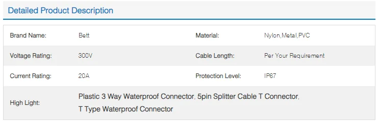 Plastic 3 way waterproof 2pin 3pin 4pin 5pin splitter cables T connectors for power - image 5