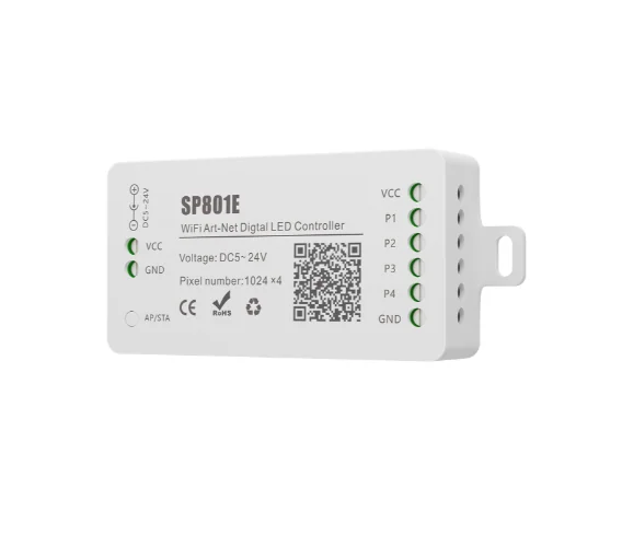 SP801E WiFi Art-Net LED Controller – Dual-Mode Network & Multi-Layer Effects