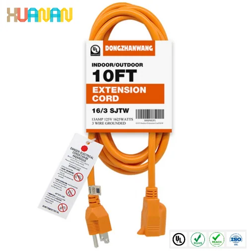 UL/cUL Listed NEMA 5-15P 90 Degree Extension Cord Extension Cables